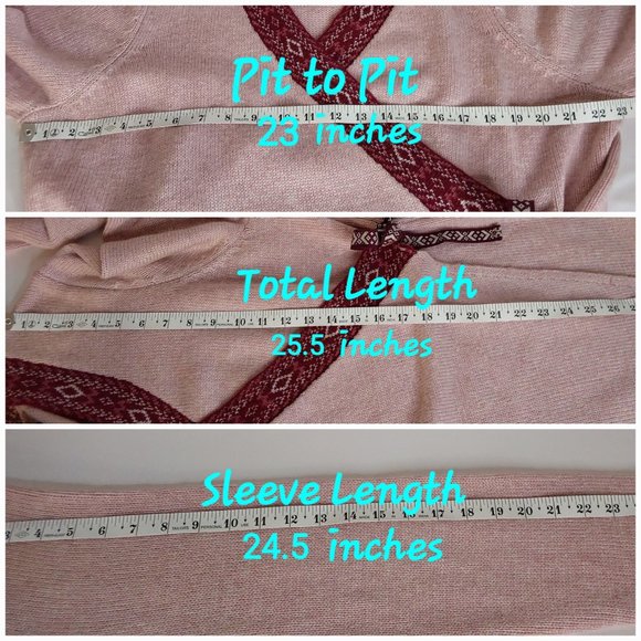 'ELLOS' TIE~WAIST CARDIGAN WRAP AZTEC CONTRASTING TRIM SOFT, ADJUSTABLE SWEATER - Picture 12 of 15